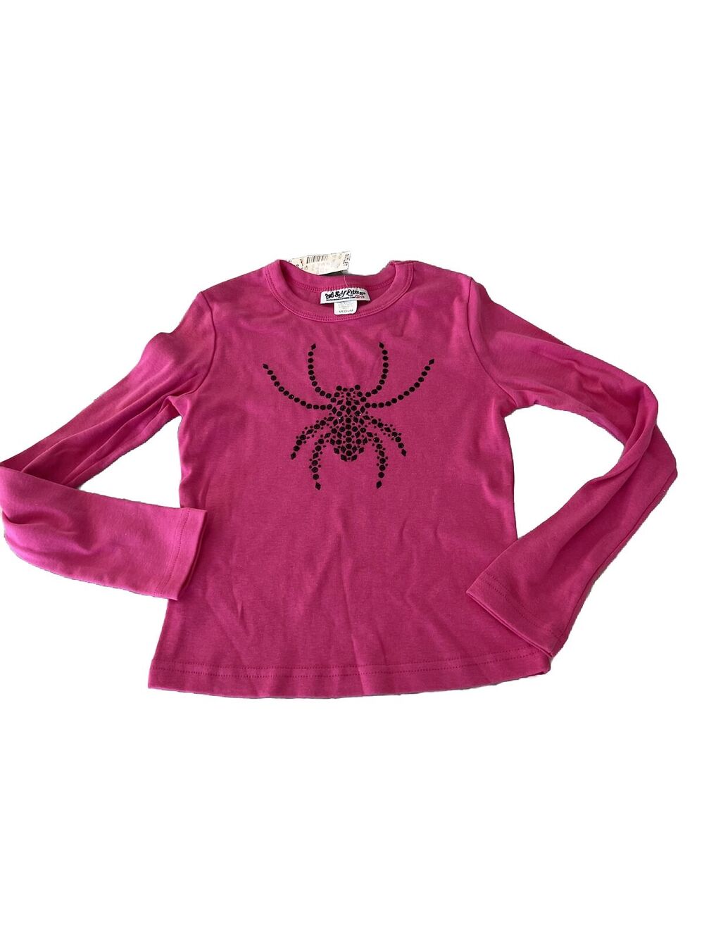 Self Esteem Girls Size Medium Sparkle Spider Knit Top Bright Pink Halloween